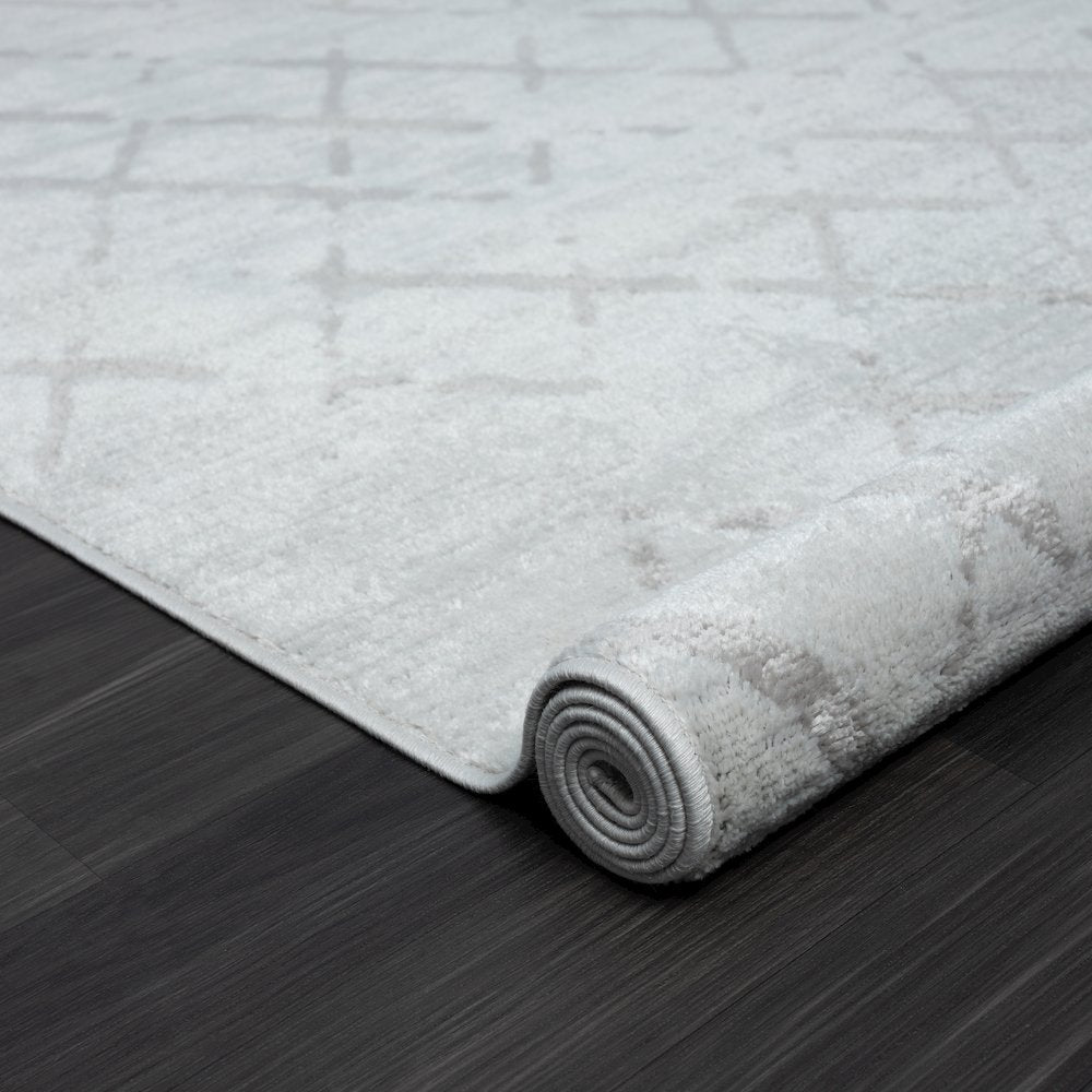 Calgary Durable Performance Area Rug Indoor in Cream/Gray, 5' x 7'