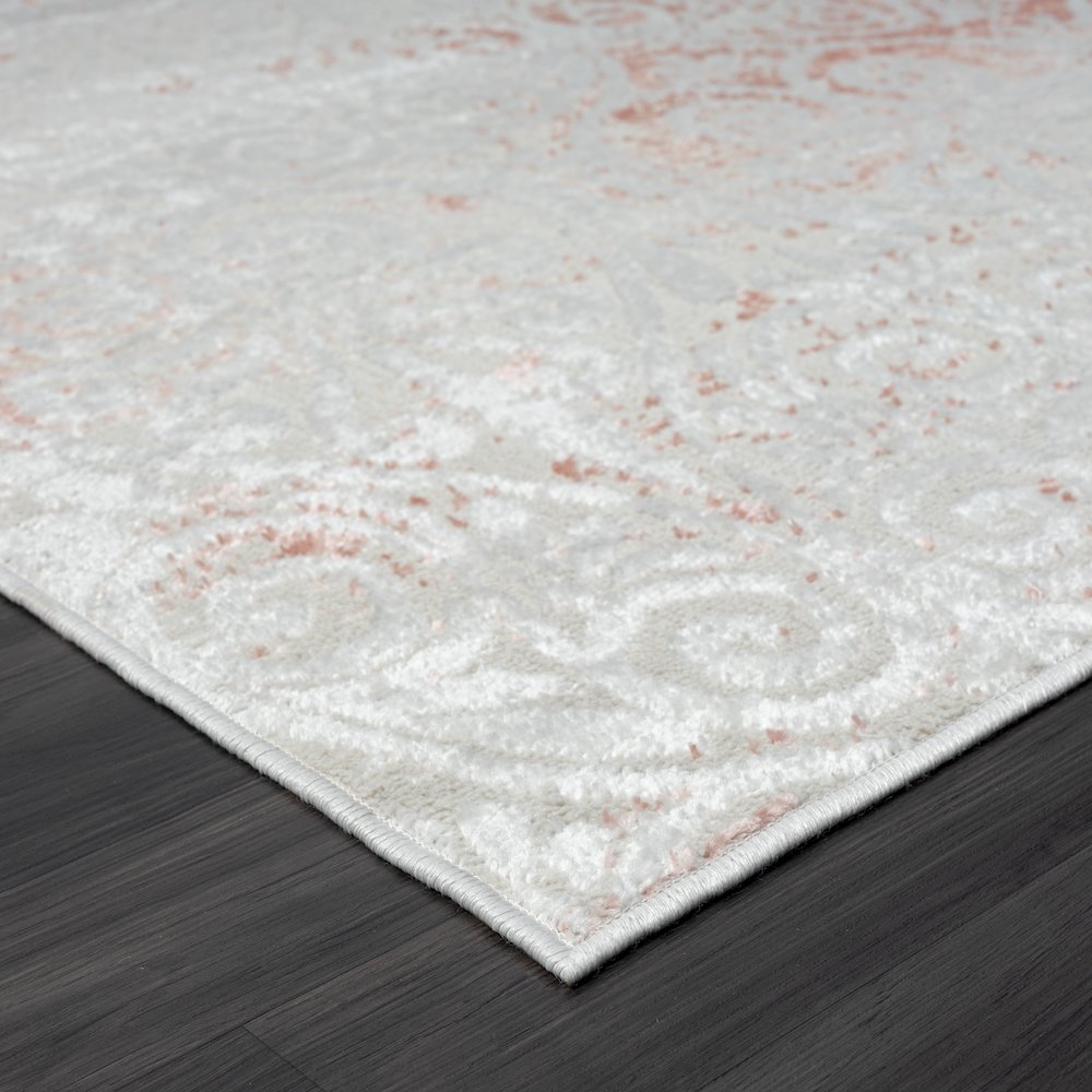Calgary Durable Performance Area Rug Indoor in Pink/Ivory, 5' x 7'