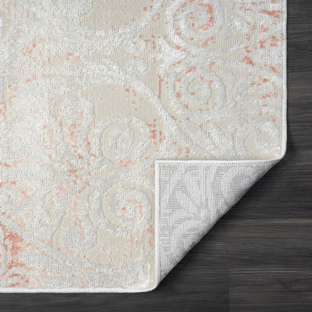 Calgary Durable Performance Area Rug Indoor in Pink/Ivory, 5' x 7'
