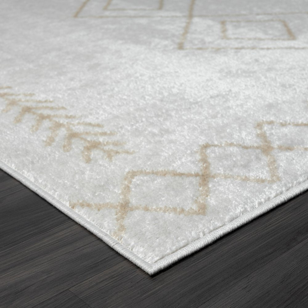 Calgary Durable Performance Area Rug Indoor in Cream/Gray, 5' x 7'