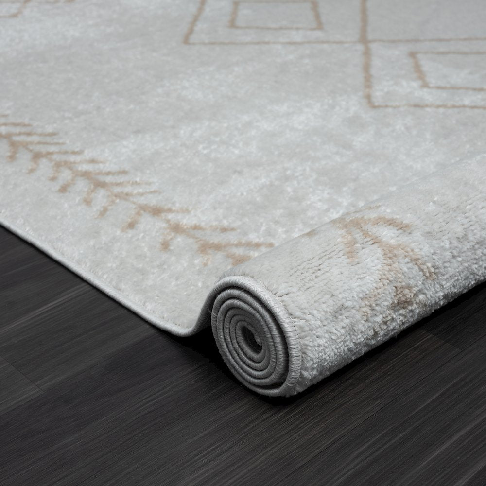 Calgary Durable Performance Area Rug Indoor in Cream/Gray, 5' x 7'