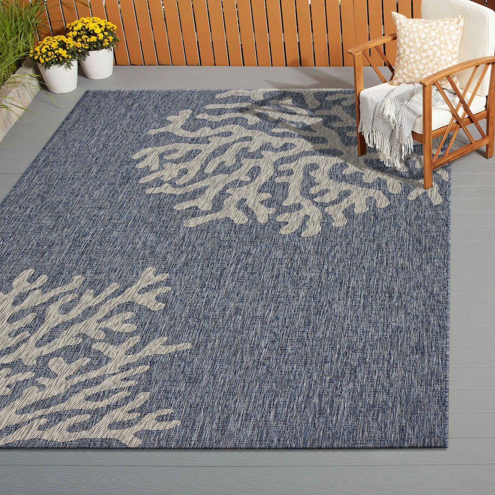 Captiva Durable Performance Area Rug Outdoor in Blue/Gray, 5' x 7'