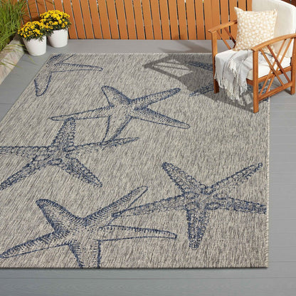 Captiva Durable Performance Area Rug Outdoor in Blue/Gray, 5' x 7'