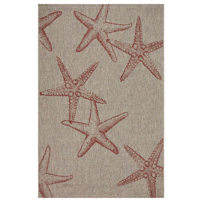 Captiva Durable Performance Area Rug Outdoor in Red/Beige, 5' x 7'