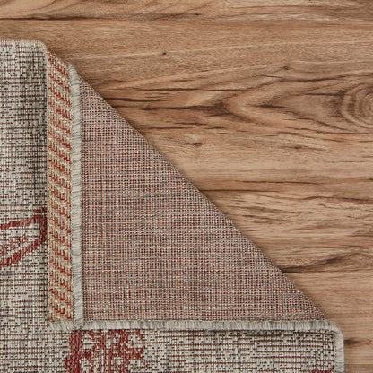 Captiva Durable Performance Area Rug Outdoor in Red/Beige, 5' x 7'