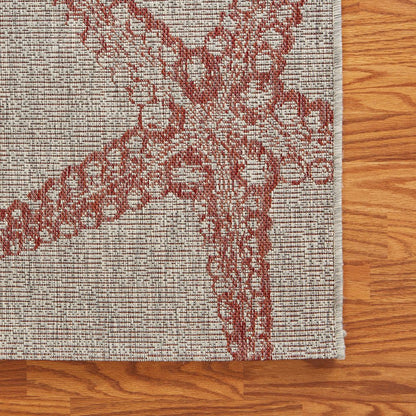 Captiva Durable Performance Area Rug Outdoor in Red/Beige, 5' x 7'