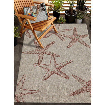 Captiva Durable Performance Area Rug Outdoor in Red/Beige, 5' x 7'