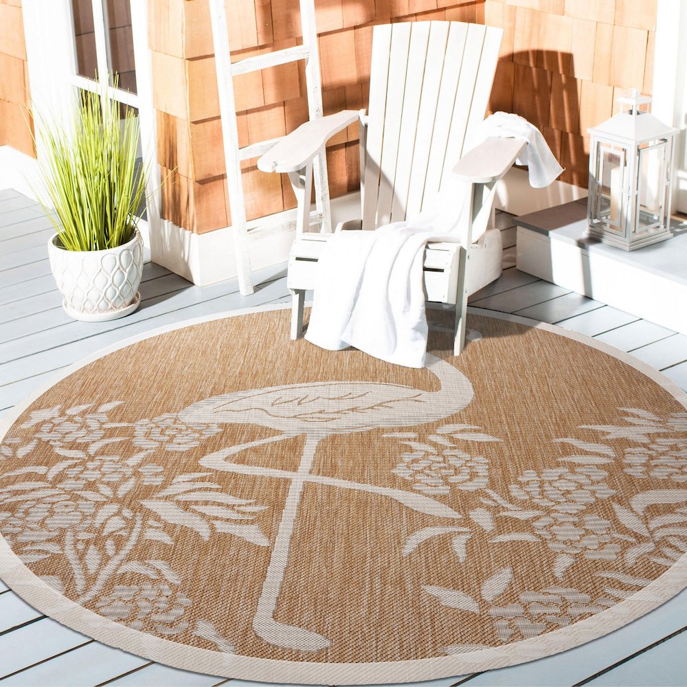 Catalina Durable Performance Area Rug Outdoor in Beige/Cream, 5'3" Round