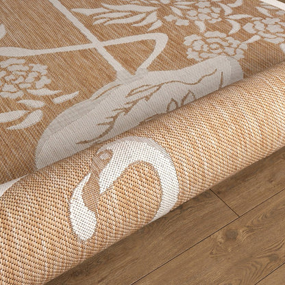 Catalina Durable Performance Area Rug Outdoor in Beige/Cream, 5'3" Round