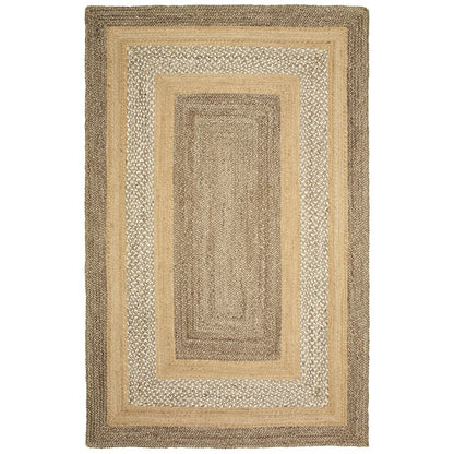 Classic Jute Jute Area Rug Indoor in Brown/Multicolored, 3'6" x 5'6"