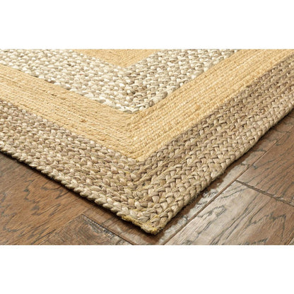 Classic Jute Jute Area Rug Indoor in Brown/Multicolored, 3'6" x 5'6"