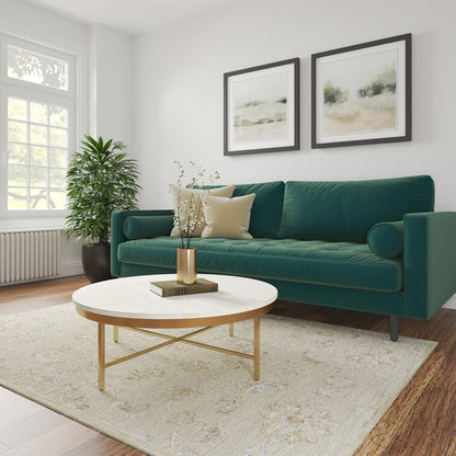 Prescott Coffee Table in White/Gold, 36" Diameter x 18" H