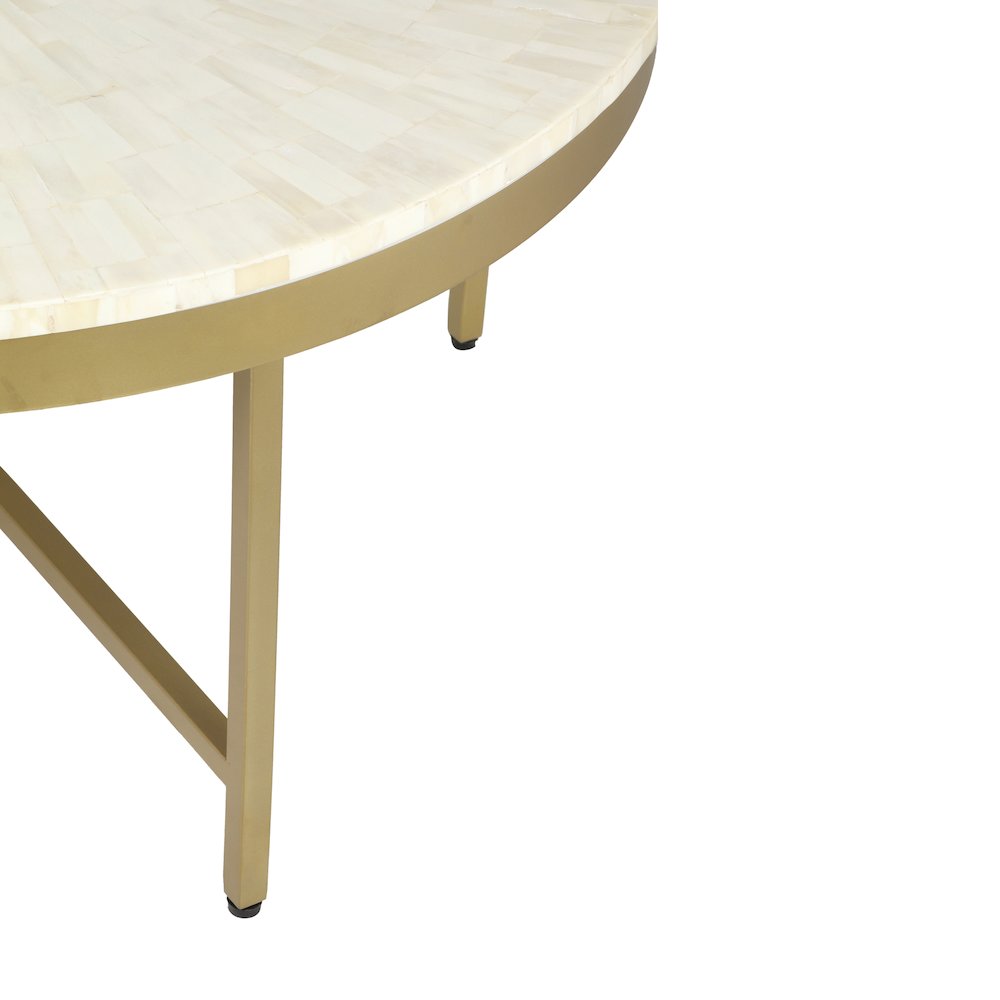 Prescott Coffee Table in White/Gold, 36" Diameter x 18" H