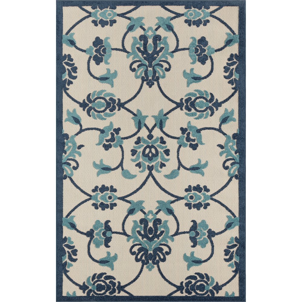 Copa Cabana Durable Performance Area Rug Outdoor in Blue/Beige, 7'10" x 9'10"