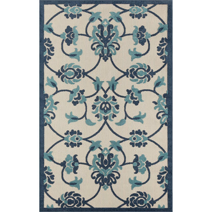 Copa Cabana Durable Performance Area Rug Outdoor in Blue/Beige, 7'10" x 9'10"