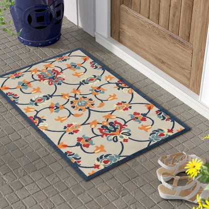 Copa Cabana Durable Performance Area Rug Outdoor in Orange/Blue, 2' x 3'