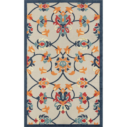 Copa Cabana Durable Performance Area Rug Outdoor in Orange/Blue, 2' x 3'