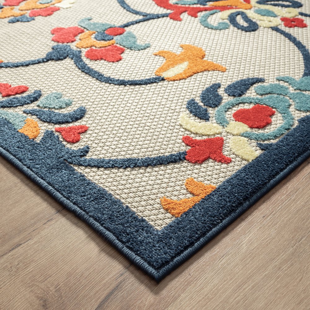 Copa Cabana Durable Performance Area Rug Outdoor in Orange/Blue, 2' x 3'