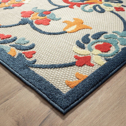 Copa Cabana Durable Performance Area Rug Outdoor in Orange/Blue, 2' x 3'
