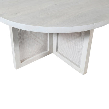 Wyeth Coffee Table White Wash Finish in White, 36" Diameter x 18" H