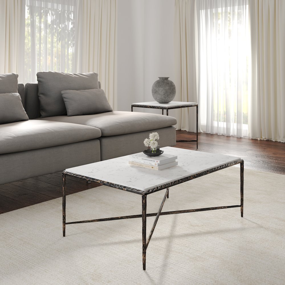 Marion Coffee Table in Black/White, 52" W x 28" D x 18" H
