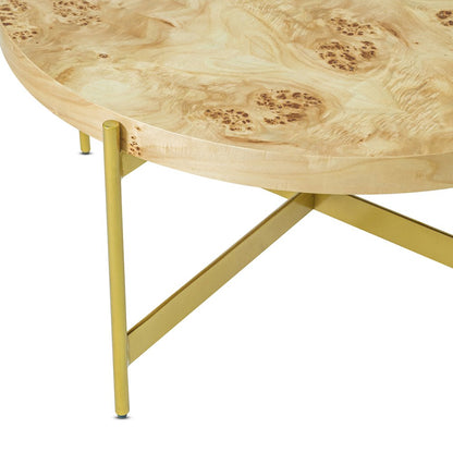 Summerfield Coffee Table in Brown/Gold, 36" Diameter x 18" H