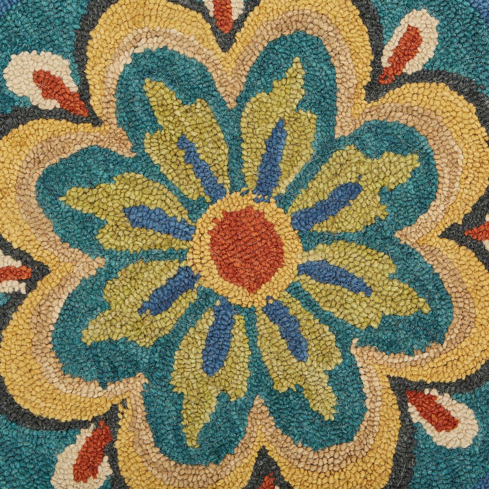 Dazzle Wool Area Rug Indoor in Blue/Multicolored, 4' Round