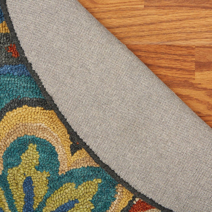 Dazzle Wool Area Rug Indoor in Blue/Multicolored, 4' Round