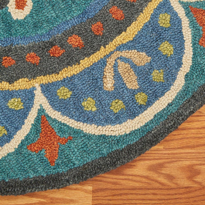 Dazzle Wool Area Rug Indoor in Blue/Multicolored, 4' Round