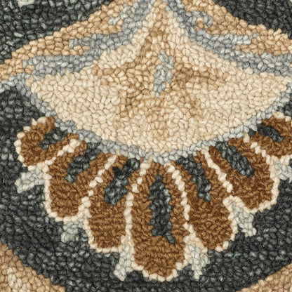 Dazzle Wool Area Rug Indoor in Black/Ivory, 4' Round