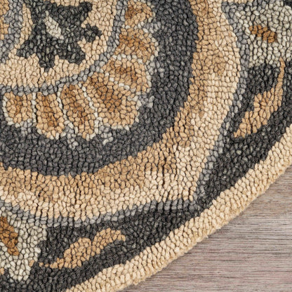 Dazzle Wool Area Rug Indoor in Black/Ivory, 4' Round