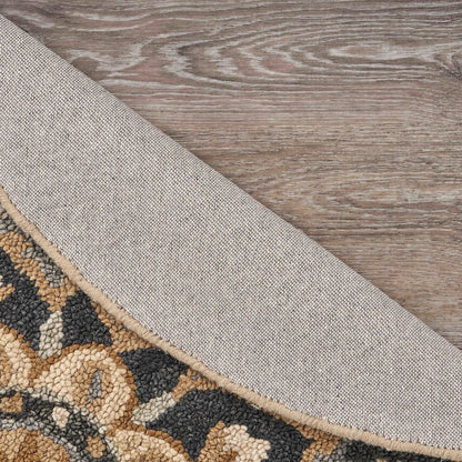 Dazzle Wool Area Rug Indoor in Black/Ivory, 4' Round