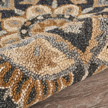Dazzle Wool Area Rug Indoor in Black/Ivory, 4' Round