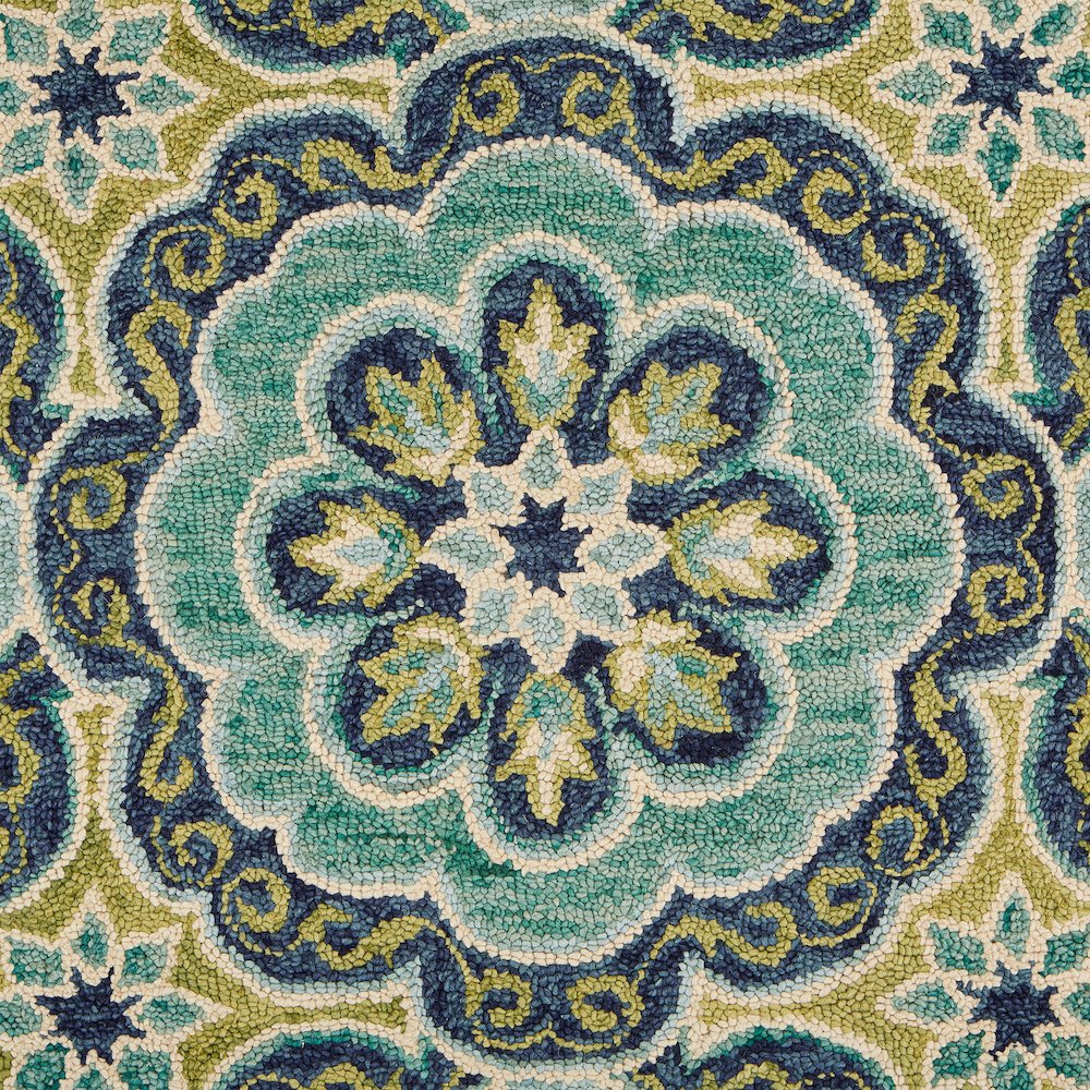 Dazzle Wool Area Rug Indoor in Green/Blue, 5' Round
