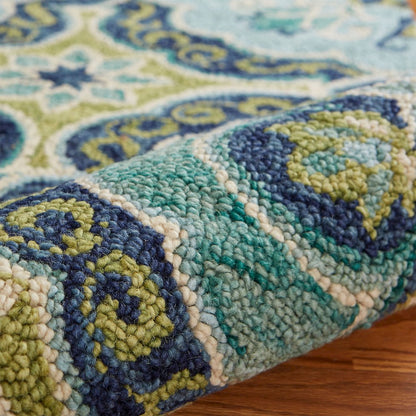 Dazzle Wool Area Rug Indoor in Green/Blue, 5' Round