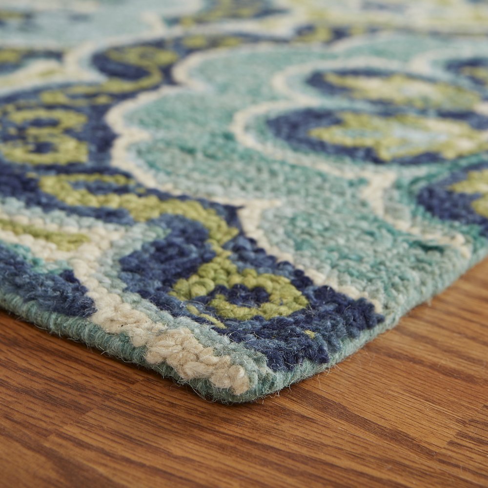 Dazzle Wool Area Rug Indoor in Green/Blue, 4' Round
