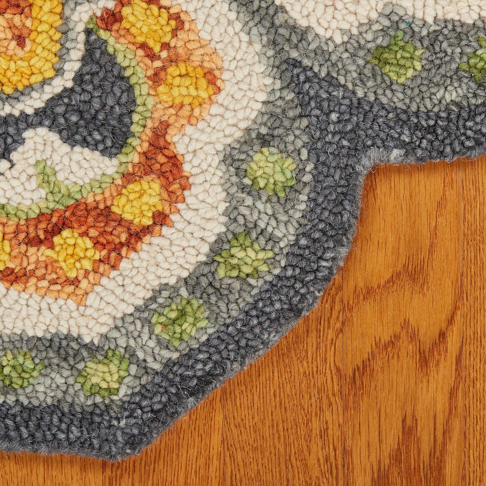 Dazzle Wool Area Rug Indoor in Gray/Yellow, 4' Round