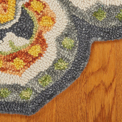 Dazzle Wool Area Rug Indoor in Gray/Yellow, 4' Round