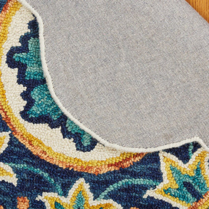 Dazzle Wool Area Rug Indoor in Blue/Ivory, 4' Round