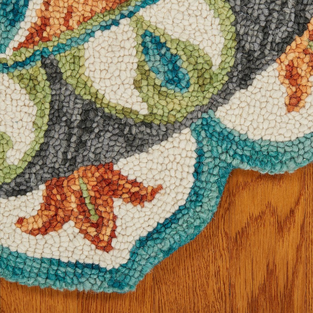 Dazzle Wool Area Rug Indoor in Orange/Blue, 5' Round