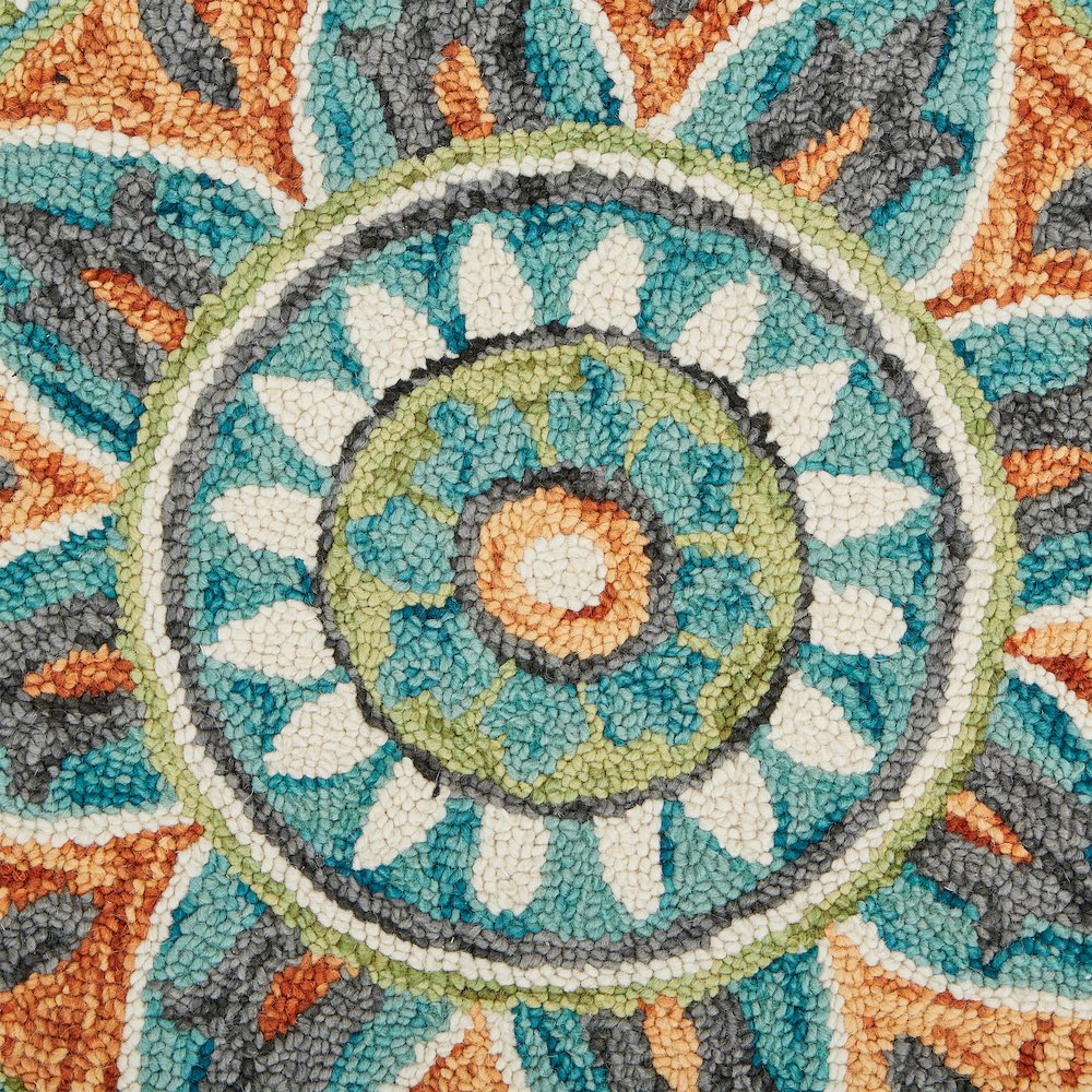 Dazzle Wool Area Rug Indoor in Orange/Blue, 5' Round