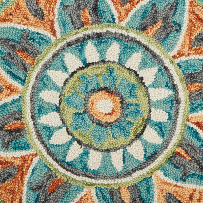 Dazzle Wool Area Rug Indoor in Orange/Blue, 5' Round