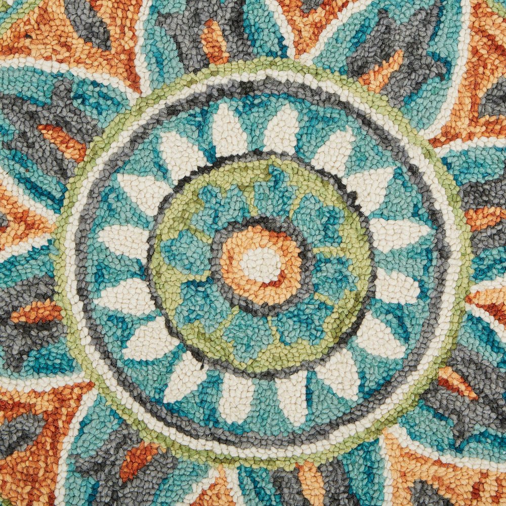 Dazzle Wool Area Rug Indoor in Orange/Blue, 4' Round