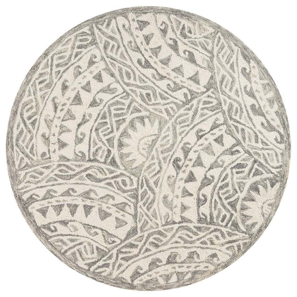 Dazzle Wool Area Rug Indoor in Gray/Ivory, 4' Round
