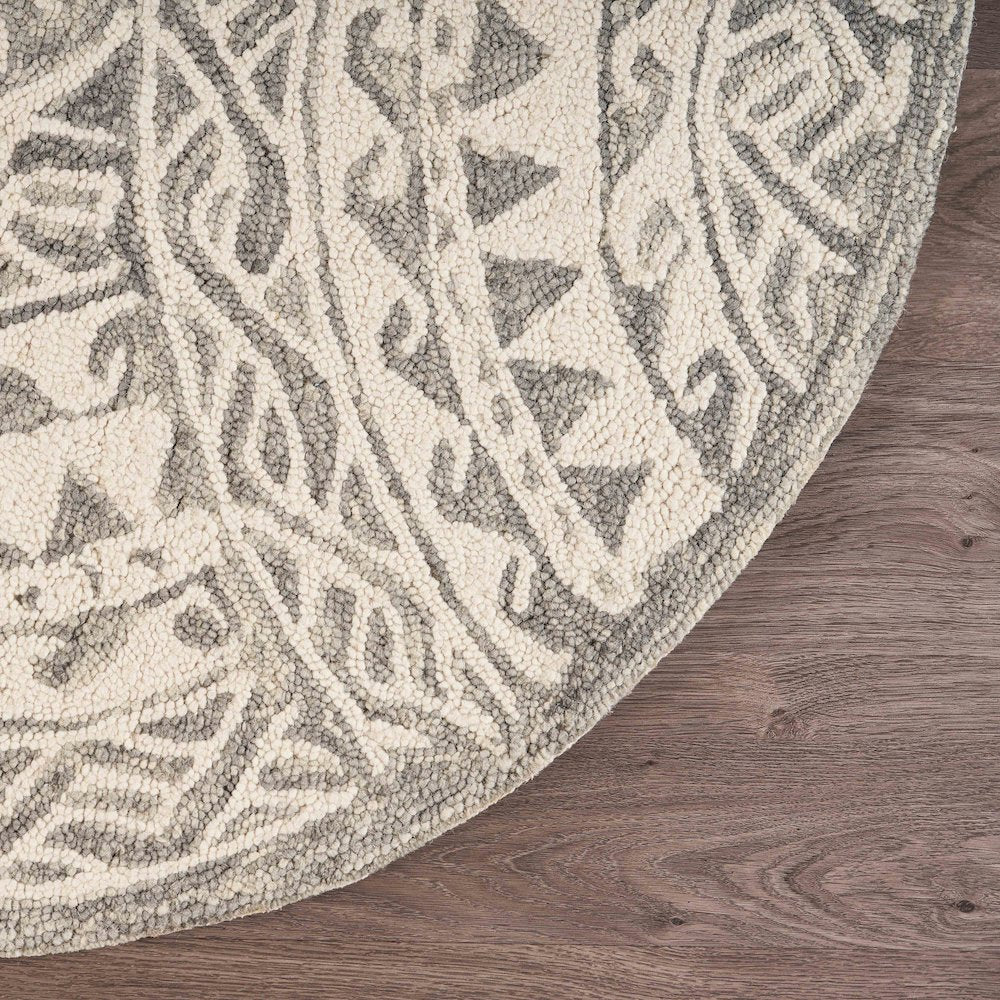 Dazzle Wool Area Rug Indoor in Gray/Ivory, 4' Round