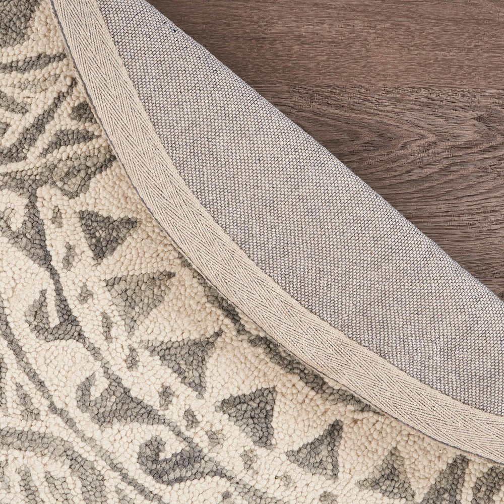 Dazzle Wool Area Rug Indoor in Gray/Ivory, 4' Round