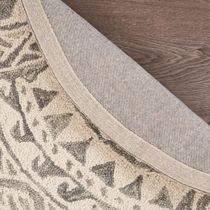 Dazzle Wool Area Rug Indoor in Gray/Ivory, 4' Round