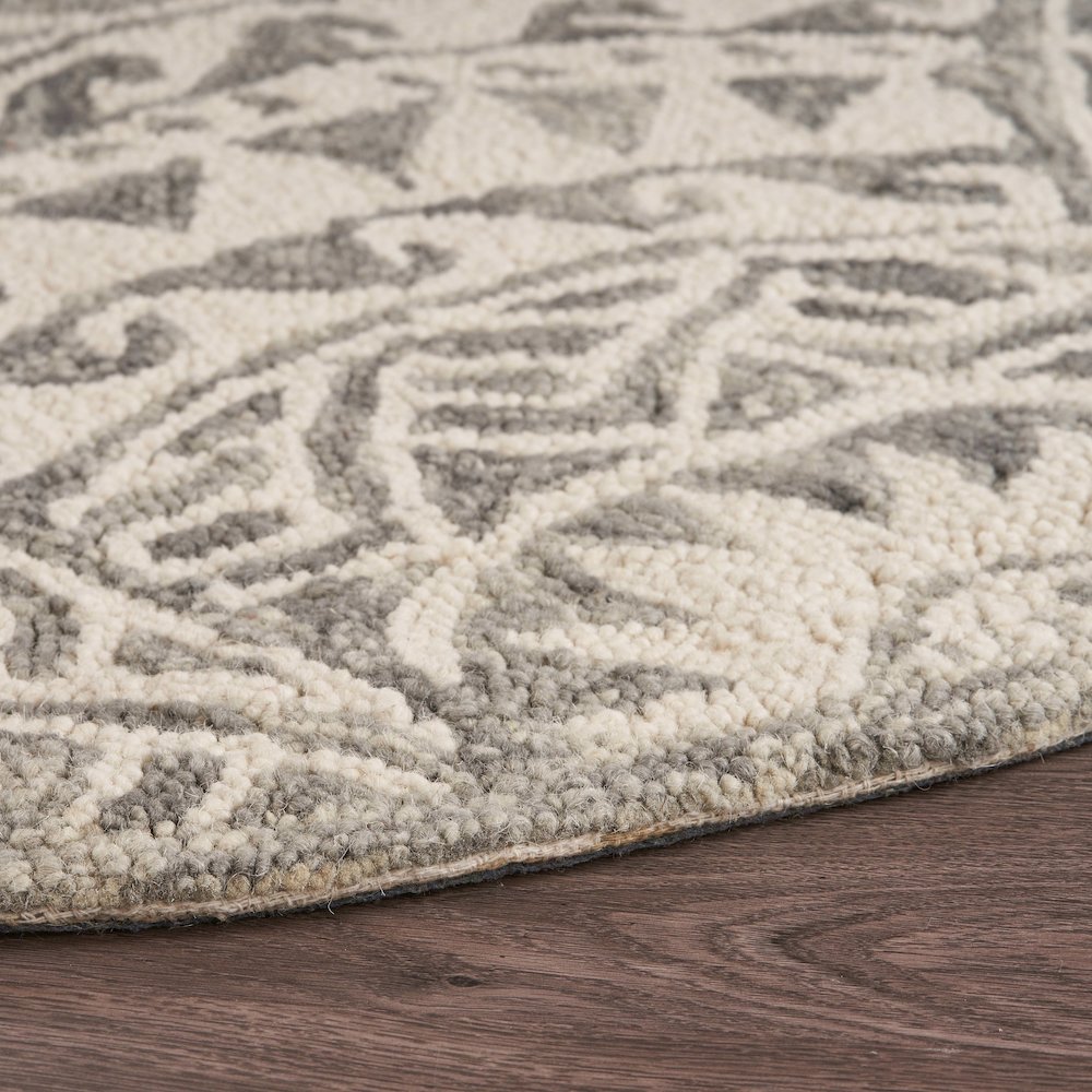 Dazzle Wool Area Rug Indoor in Gray/Ivory, 4' Round