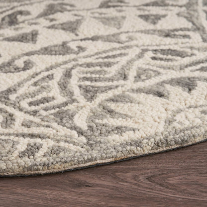 Dazzle Wool Area Rug Indoor in Gray/Ivory, 4' Round