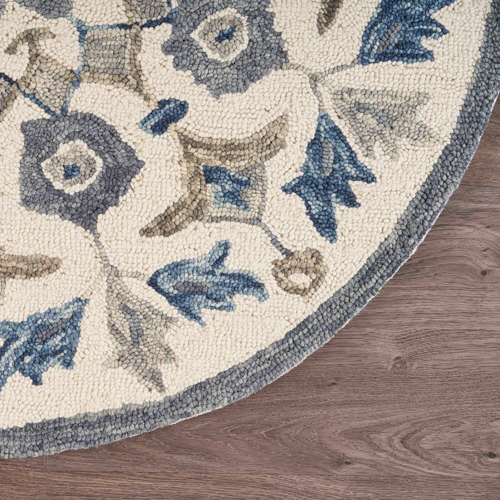 Dazzle Wool Area Rug Indoor in Blue/Ivory, 4' Round